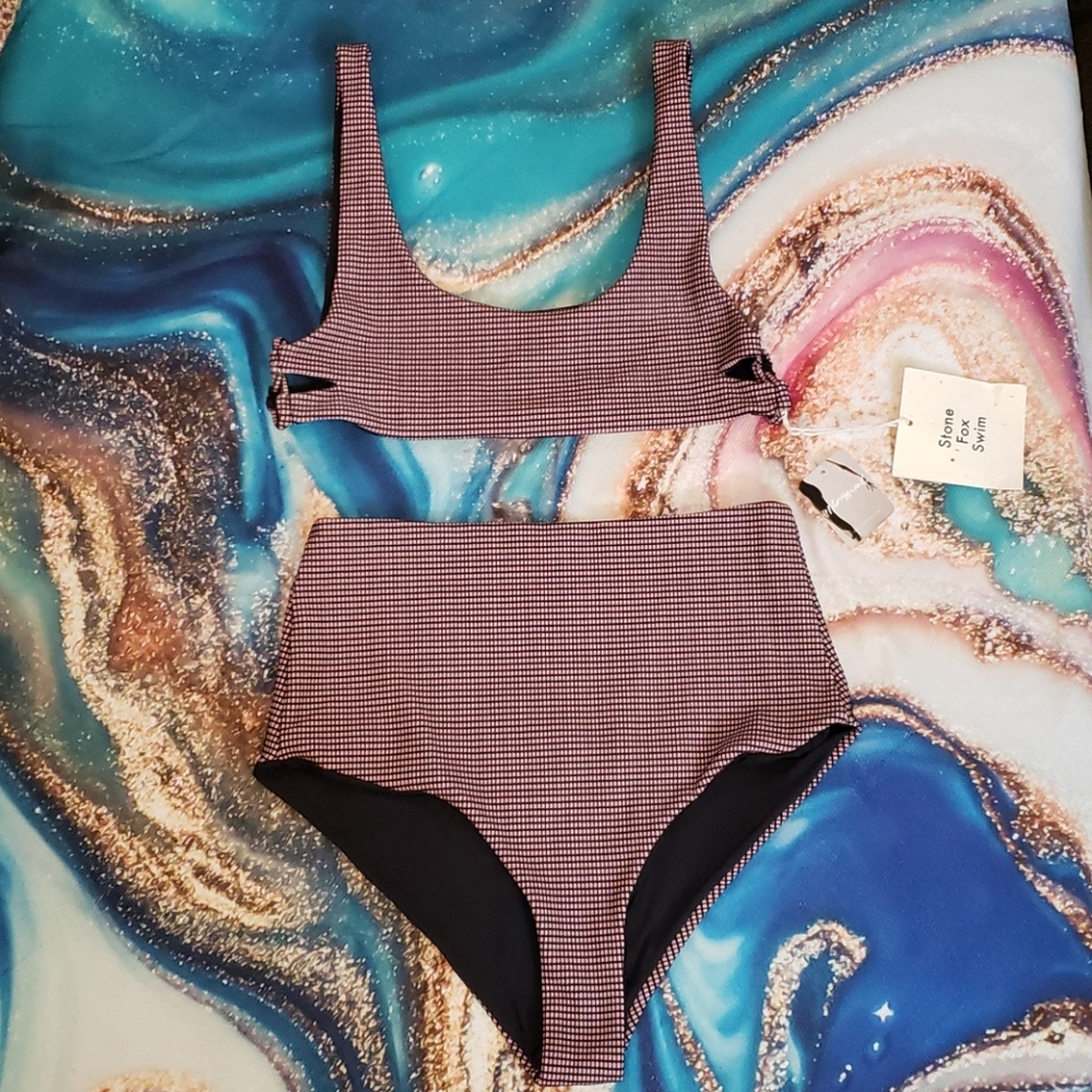 NWT STONE FOX "Senna" High-Rise Bikini Bottom